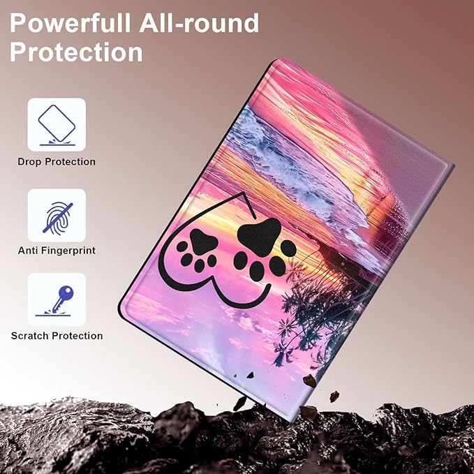 Case for Samsung Galaxy Tab S10 Ultra/Galaxy Tab S9/S8 Ultra 14.6-Inch, Slim PU Leather Stand Cover with Auto Wake/Sleep, Multi-Angle Viewing & Shockproof, Pink Seascape