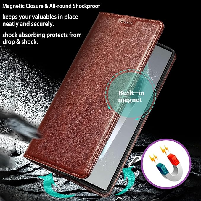 for Samsung Galaxy S25 Plus Wallet Case, Genuine Leather Flip Folio Cover with RFID Blocking Credit Card Holder, Kickstand [Shockproof TPU Inner Shell] for Galaxy S25 Plus (Black)