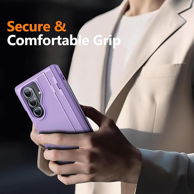 Oterkin Magnetic for Samsung Galaxy Fold 7 Case Built-in Screen Protector [Kickstand][Fit for MagSafe][Hinge Protection & Thinner S Pen Holder] Full Body Shockproof Phone Case for Z Fold 7, Purple