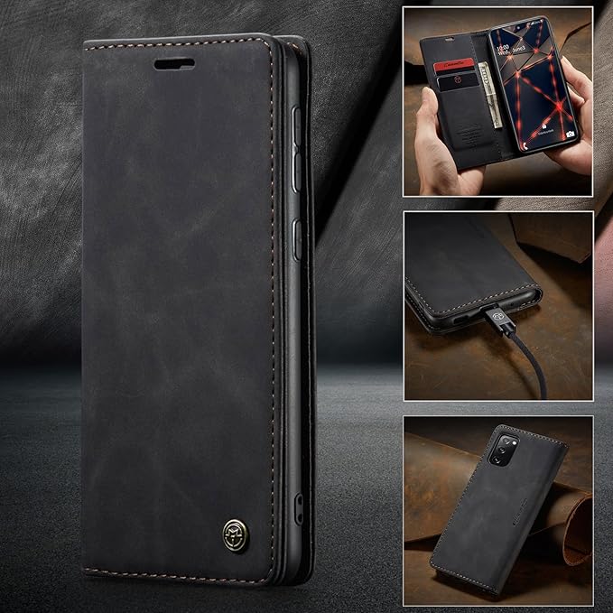 for Samsung Galaxy S20 FE Case, Flip Wallet Leather Case with Card Holder Magnetic Closure Shockproof Kickstand Protective Phone Cases Cover for Samsung S20 FE,Black