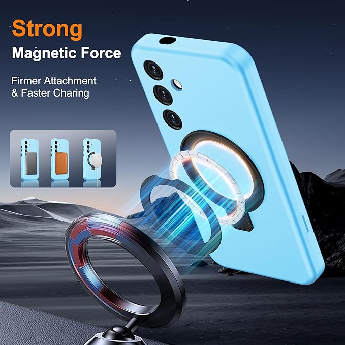 Designed for Samsung Galaxy S24 Plus Case with Magnetic Ring Stand [Compatible with Mag-Safe][Military Grade Drop Protection][Build in Kickstand] S24+ Phone Case 6.7",Blue