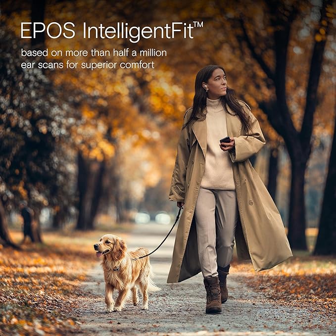 EPOS ADAPT E1 True Wireless Earbuds White - Hybrid ANC, Multi-Point Bluetooth, Microsoft Teams & Made for iPhone Certified, 50H Battery, Wireless Charging, Semi Open, USB C Dongle IPX5 Water Resistant