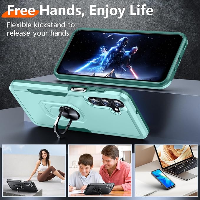 Red2Fire Designed for Samsung Galaxy A16 Case, [Built-in Invisible Stand][Military Grade Shockproof] Non-Slip Heavy Duty Full Body Shockproof Protection Phone Case Galaxy A16 5G Case,Green