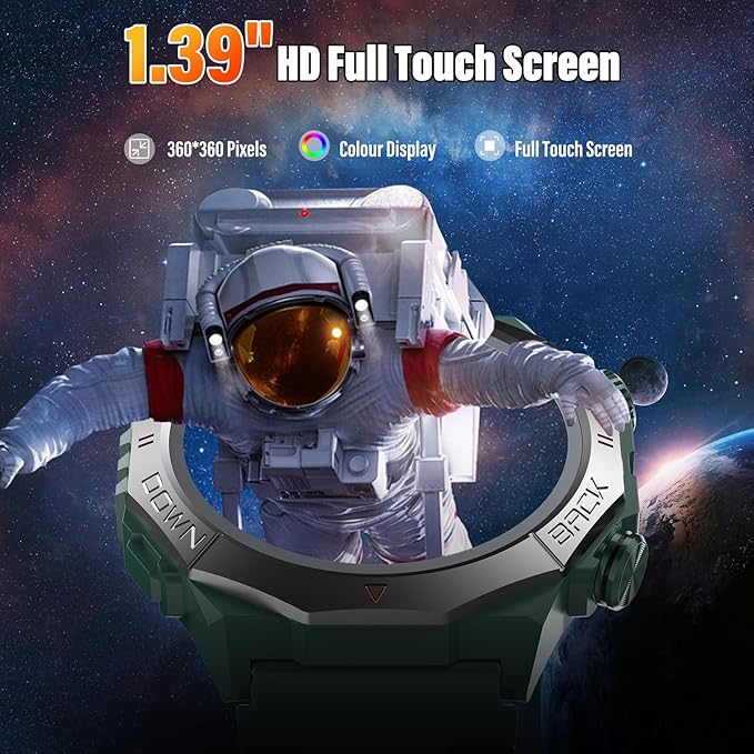Military Smart Watches for Men(Answer/Make Calls), 1.39"HD Fitness Watch, 24/7 Heart Rate Sleep Monitor, Smart Watch for Men 110+ Sport Modes, 30Day, IP68 Waterproof Smartwatch for Android iOS, Green