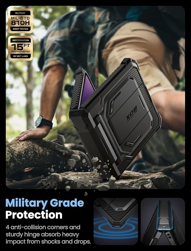 i-Blason for Samsung Galaxy Z Flip 7 Case with Stand, [Tempered Glass Screen Protector] [Hinge Protection] [Belt-Clip], Full-Body Military Protection Phone Case for Samsung Z Flip 7, Armorbox, Black