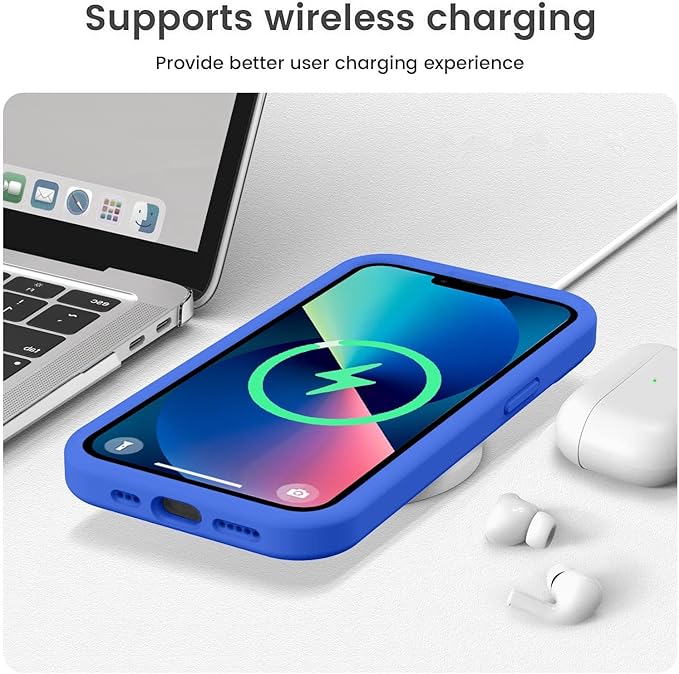 Vooii Compatible with iPhone 13 Case, Liquid Silicone Upgrade [Camera Protection] [Soft Anti-Scratch Microfiber Lining] Shockproof Phone Case for iPhone 13 6.1 inch - Klein Blue