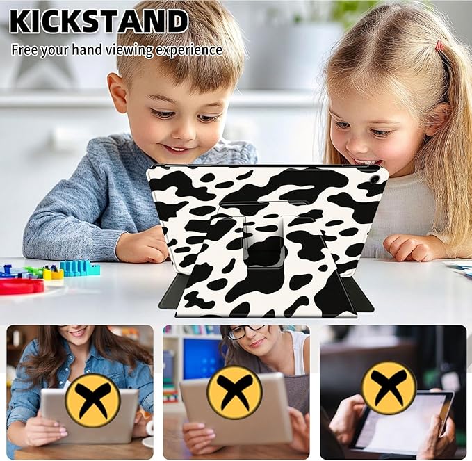 Case for Samsung Galaxy Tab A9+/A9 Plus 11 Inch 2023 Tablet Case, 360 Degree Rotating Folio Stand Smart Cover for Galaxy Tab A9+ Tablet SM-X210/X216/X218, Auto Sleep/Wake, Cow Print