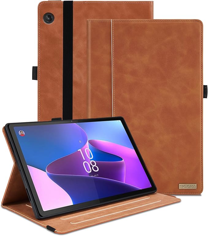 Case for Lenovo Tab M10 Plus 10.6 2022 Released, Multi-Angle Viewing Smart Cover with Pocket, Business PU Leather Flip Stand Cover with Card Slot -Brown