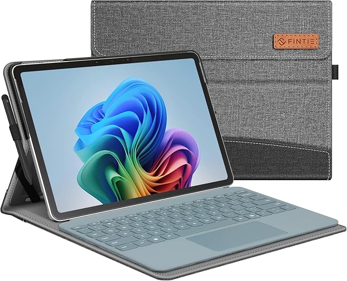 Fintie Case for Microsoft Surface Pro 12 Inch 1st Edition (2025), Multiple Angle Viewing Portfolio Business Cover with Pocket & Stylus Holder, Compatible with Type Cover Keyboard (Gray)