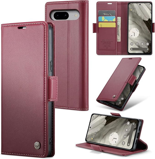 for Google Pixel 8 Case, Premium PU Leather Wallet Case Flip Cover with [RFID Blocking][Card Holder][Stand Function] Shockproof Protective for Google 8, Red