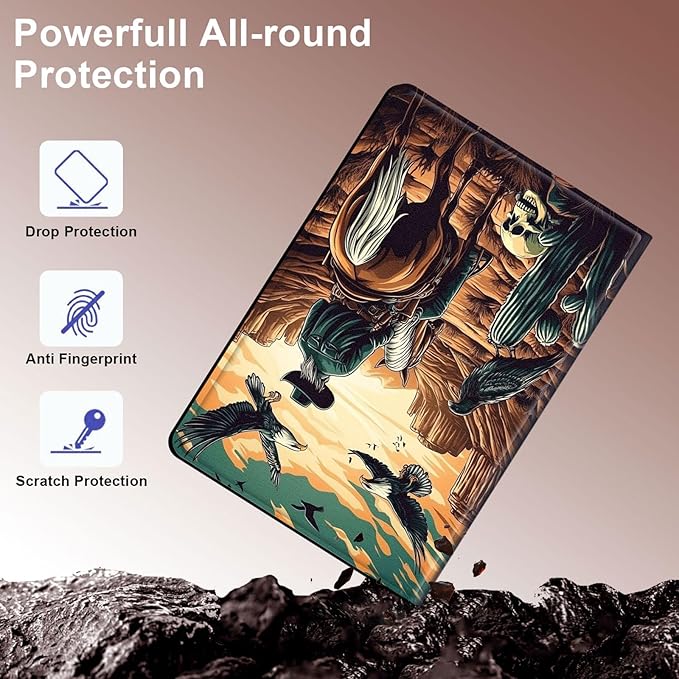 Case for Samsung Galaxy Tab A9+/A9 Plus 11” 2023 Model (SM-X210/X216/X218), Slim PU Leather Stand Cover with Auto Wake/Sleep, Multi-Angle Viewing & Shockproof, Cowboy on Horseback