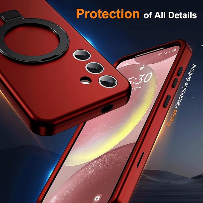 Designed for Samsung Galaxy S24 Case with Magnetic Ring Stand [Compatible with Mag-Safe][Military Grade Drop Protection][Build in Kickstand] Shockproof Galaxy S24 Phone Case 6.2",Red