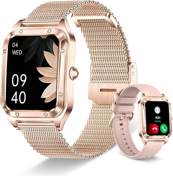 Smart Watch for Women,1.59" Small Smartwatch with Bluetooth Call, Voice Assistant Fitness Watch with Activity Tracker, Monitor Heart Rate/Blood Pressure/SpO2/Sleep for Android iPhone