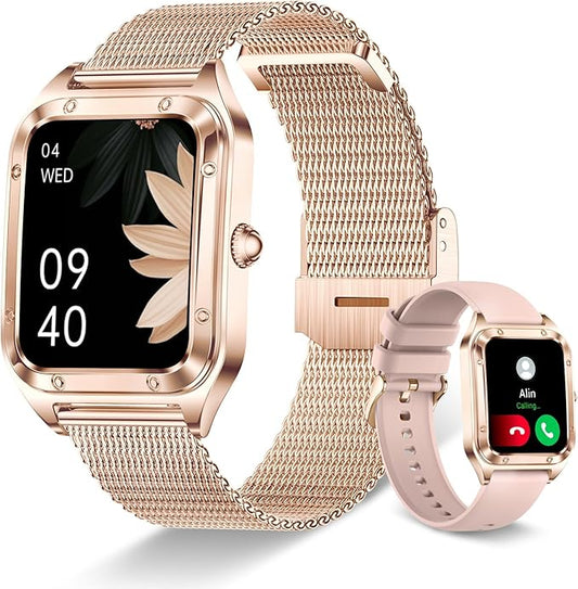 Smart Watch for Women,1.59" Small Smartwatch with Bluetooth Call, Voice Assistant Fitness Watch with Activity Tracker, Monitor Heart Rate/Blood Pressure/SpO2/Sleep for Android iPhone