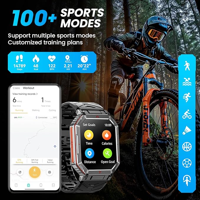 Military Smart Watch for Men with GPS/Compass，GPT Voice Assistant，Smartwatch with LED Flashlight，2.01"HD Display Bluetooth Call，Fitness Tracke with Multiple sports Modes，Compatible with Android & iOS