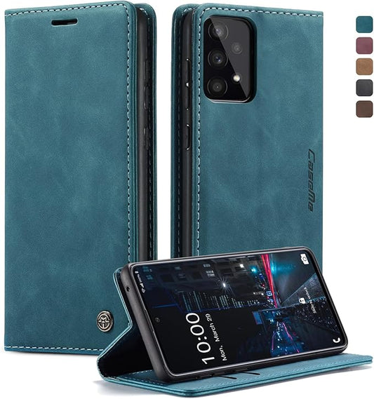 for Samsung Galaxy A33 5G Case, Flip Wallet Leather Case with Card Holder Magnetic Closure Shockproof Kickstand Protective Phone Cases Cover for Samsung A33 5G,Blue-Green