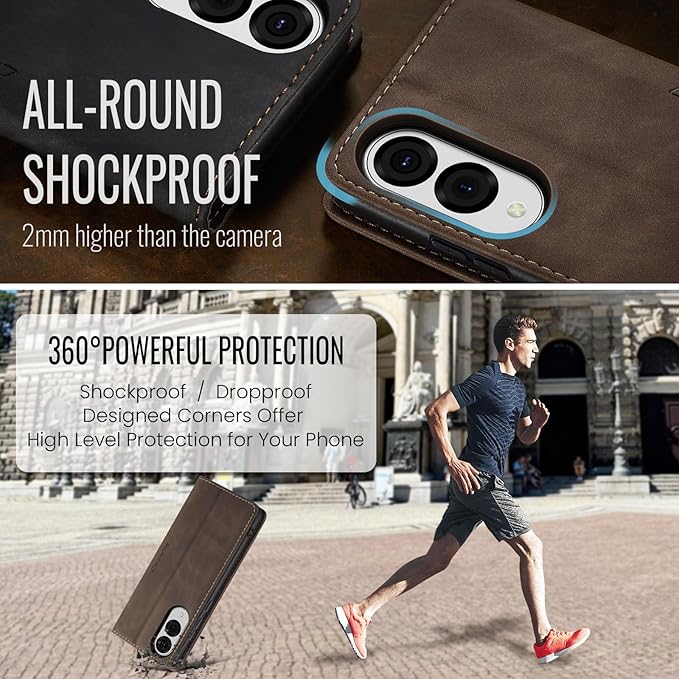 for Samsung Galaxy S25 Edge Case, Flip Wallet Leather Case with Card Holder Magnetic Closure Shockproof Kickstand Protective Phone Cases Cover for Galaxy S25 Edge, Coffee