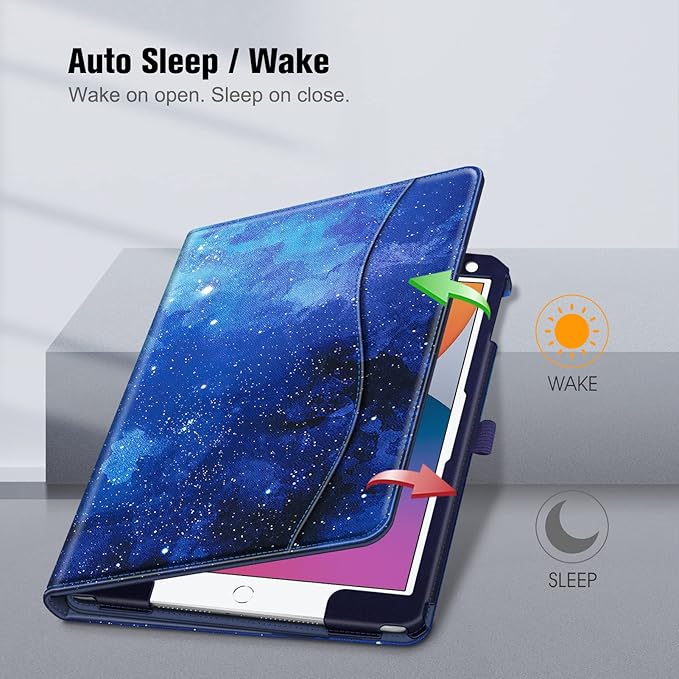 Fintie Case for iPad 9th / 8th / 7th Generation (2021/2020/2019) 10.2 Inch - [Corner Protection] Multi-Angle Viewing Stand Cover with Pocket & Pencil Holder, Auto Sleep Wake, Starry Sky