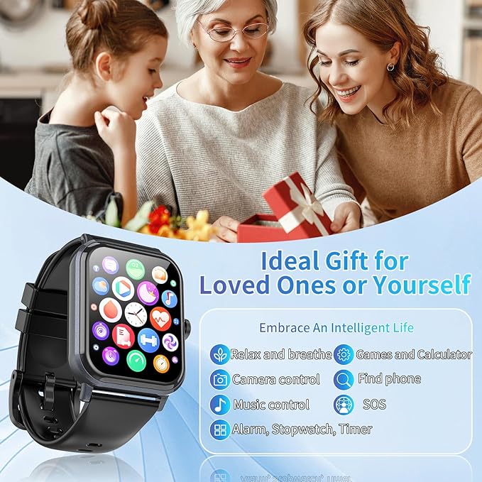 Smart Watch for Men Women with Calling, 1.83" Fitness Tracker with Heart Rate/Sleep Monitor, Step Tracker, New Gen Fitness Watch with 120 Sports Modes, IP68 Waterproof Smartwatch for Android/iOS Black