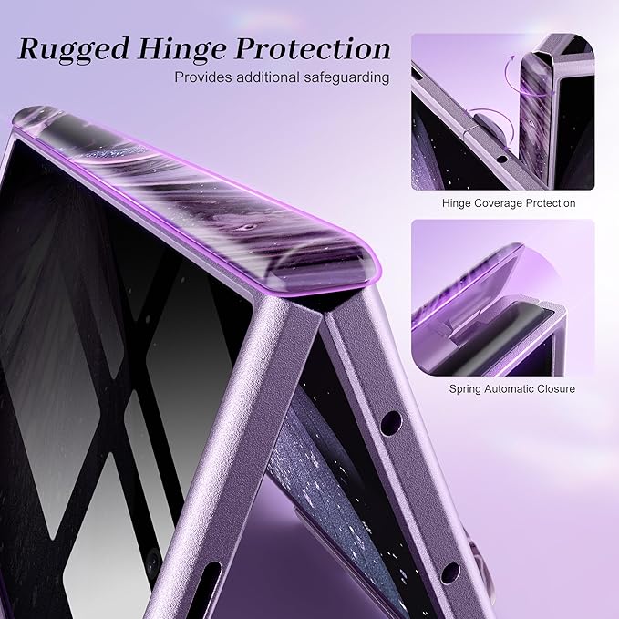 GVIEWIN for Samsung Galaxy Z Fold 7 Case with Privacy Screen Protector [Compatible with Magsafe][Built-in Kickstand] Magnetic Full-Body Hinge Protection Slim Phone Case for Z Fold 7, Quicksand/Purple