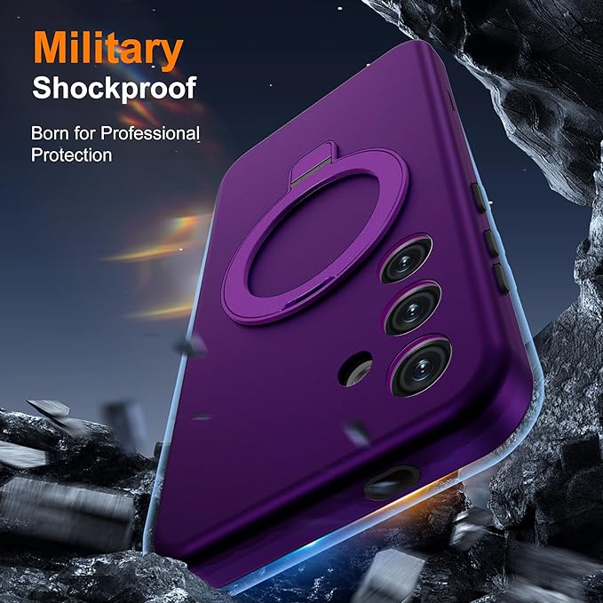 Designed for Samsung Galaxy S24 Case with Magnetic Ring Stand [Compatible with Mag-Safe][Military Grade Drop Protection][Build in Kickstand] Shockproof Galaxy S24 Phone Case 6.2",Purple