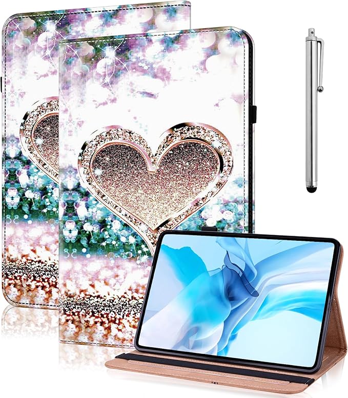 Case for Lenovo Idea Tab Pro 12.7 inch 2025 Tablet, Multi-Angle Viewing Premium PU Leather Stand Case with Elastic Strap & Card Slots/Holder for Lenovo Idea Tab Pro 12.7" - Diamond Peach