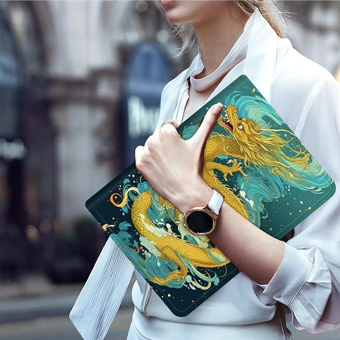 Case for Microsoft Surface Pro 7/7 Plus/Pro 6/5/4/LTE 12.3 Inch PU Leather Slim Lightweight Multiple Angles Stand Smart Cover with Auto Wake/Sleep, Chinese Dragon