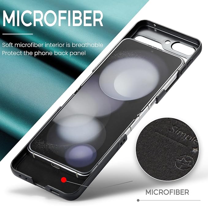 for Samsung Galaxy Z Flip 5 Case, Premium PU Leather Case Anti Scratch Slim Phone Shockproof Protective Phone Cover for Samsung Galaxy Z Flip5, Blue-Green