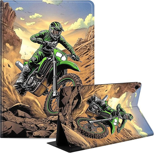 Case for Samsung Galaxy Tab A9+/A9 Plus 11” 2023 Model (SM-X210/X216/X218), Slim PU Leather Stand Cover with Auto Wake/Sleep, Multi-Angle Viewing & Shockproof, Dirt Bike