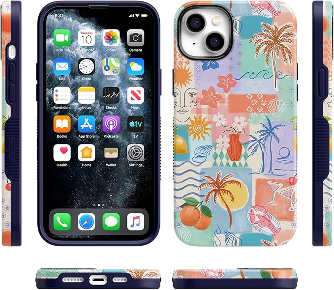 Casely iPhone 14 Case | Tropical Heat | Beachy Collage | Compatible with MagSafe | Bold Protective Design