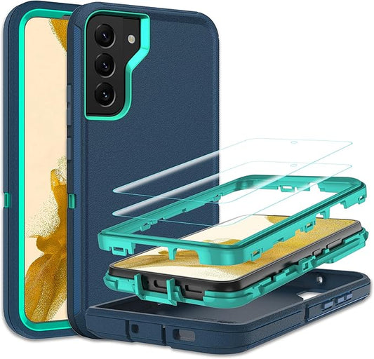 for Samsung Galaxy S22 Plus Case with [2 Pack] HD Screen Protector, [Military-Grade] Shockproof Dust/Drop Proof 3-Layer Full Body Protection Heavy Duty Case for Galaxy S22+ Plus, Green