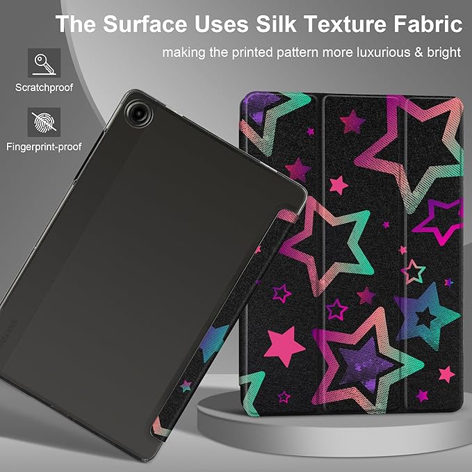 DONGKE Case for Samsung Galaxy Tab A9+/A9 Plus 11 inch 2024 2023 (SM-X210/X216/X218), Slim Stand Hard PC Translucent Back Shell Smart Cover, Auto Wake/Sleep - Stars