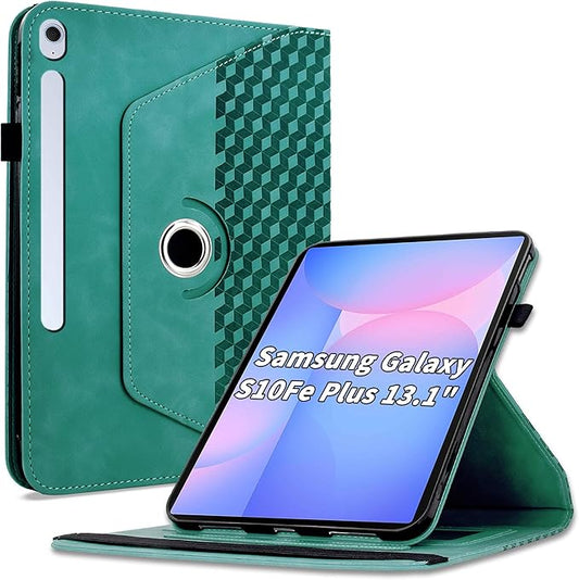Case for Samsung Galaxy Tab S10 FE Plus 13.1 Inch 2025 (SM-X620/X626),360 Degree Rotating PU Leather Folio Protective Cover with Auto Sleep/Wake,Card Holder&Shoulder Strap for Woman Man,Blue