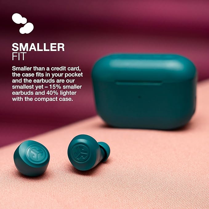 JLab Go Air Pop True Wireless Earbuds, in Ear Headphones, Bluetooth Earphones, Ear Buds with 32H Playtime, Bluetooth Earbuds with Microphone, USB Charging Case, Dual Connect, EQ3 Sound, Teal