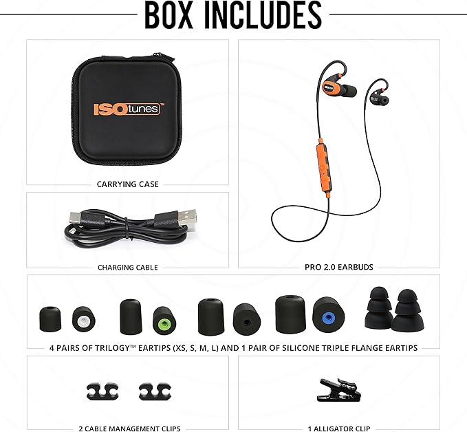 ISOtunes PRO 2.0 Bluetooth Earplug Headphones, 27 dB Noise Reduction Rating, 16+ Hour Battery, IP67 Durability, Noise Cancelling Mic, OSHA Compliant Professional Hearing Protector (Safety Orange)