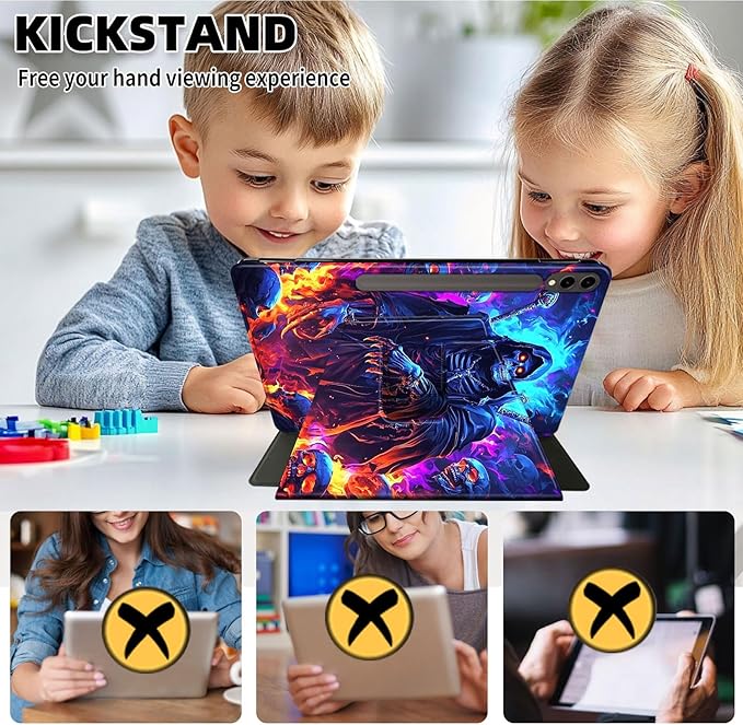 Case for 12.4 inch Galaxy Tab S10 Plus Case (2024), Galaxy Tab S9 Plus Case (2023), 360 Degree Rotating Folio Stand Smart PU Leather Cover, Auto Sleep/Wake, Eye Flowers