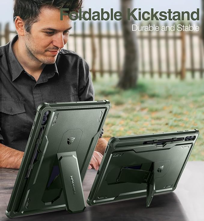 Dexnor Case for Samsung Galaxy Tab S10 Ultra (2024), S9 Ultra(2023), S8 Ultra(2022) 14.6 Inch, [Built in Screen Protector & Kickstand] with Pen Holder Heavy Duty Shockproof Protective Cover - Green