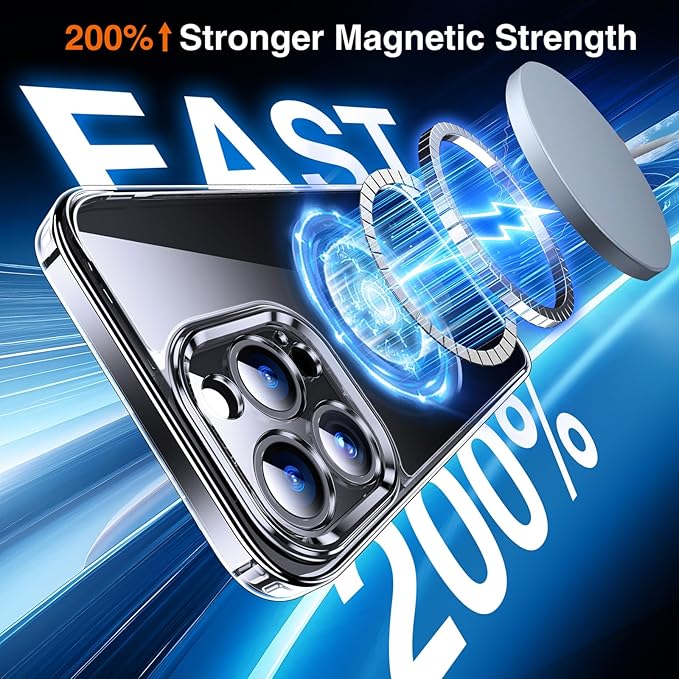 360° O-Ring MagStander for iPhone 15 Pro Case with Magnetic Kickstand Ring Holder [Compatible with MagSafe][360°Rotate Stand Ring][Military Shockproof] iPhone 15 Pro Phone Cover Clear