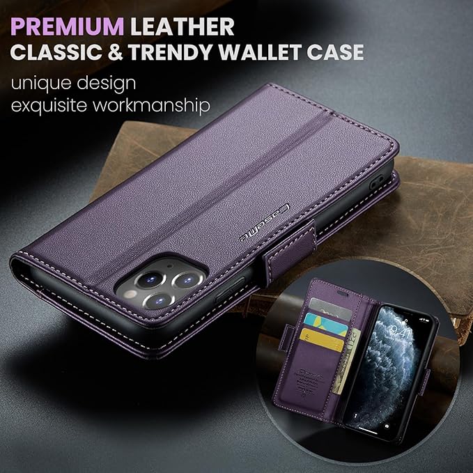 for iPhone 11 Pro Max Case, Premium PU Leather Wallet Case Flip Cover with [RFID Blocking][Card Holder][Stand Function] Shockproof Protective for iPhone 11 Pro Max, Purple