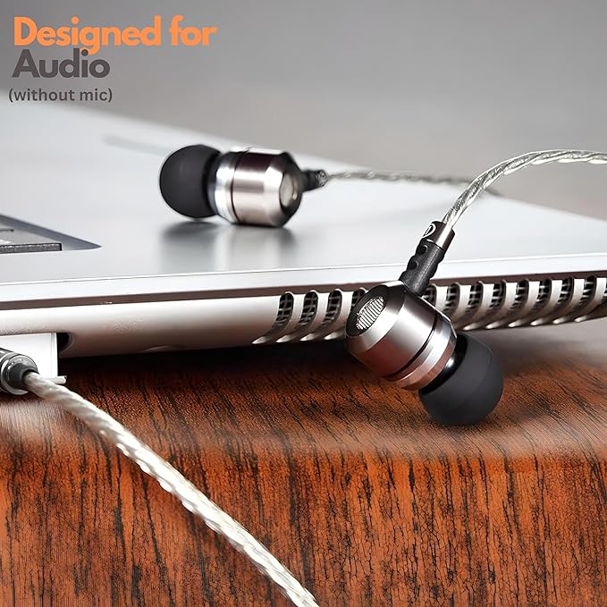 Sephia SP3060 Wired Headphones, HD Bass Driven Audio, Lightweight Aluminum Wired in Ear Earbud Headphones, S/M/L Ear Bud Tips, Earphone Case, 3.5mm Tangle-Free Cord, No Mic