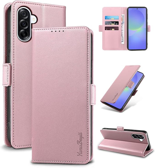 Wallet Flip Case for Samsung Galaxy A36 5G - [RFID Blocking] Luxury PU Leather Card Holder Magnetic Phone Cover with Kickstand,Shockproof Protective Case,Pink