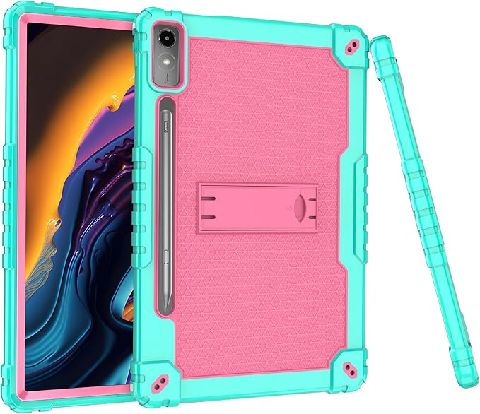 Case for Lenovo Tab P12 12.7 Inches Tablet Case,Heavy-Duty Drop-Proof Shockproof Hybrid Kids Protective Case for Lenovo tab P12/Xiaoxin Pad Pro 12.7" Tablet Case TB370FU/TB371FC (Green/Pink)