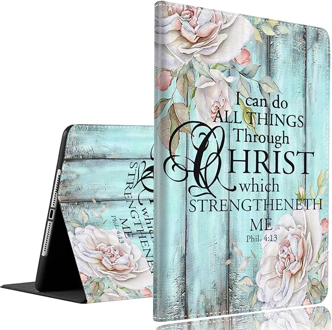 Case for Samsung Galaxy Tab A9 Plus 11 inch 2023，Slim Fit Foldable Standing Cover Case with Auto Sleep/Wake for Galaxy Tab A9+ 11’2023 (SM-X210/X216/X218)，Philippians 4-13 Flower Board