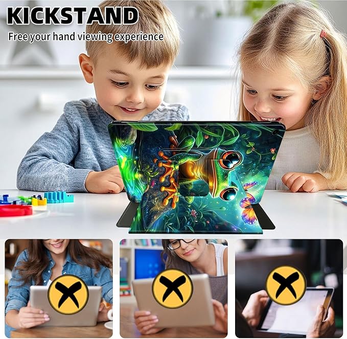 Case for Samsung Galaxy Tab A9+/A9 Plus 11 Inch 2023 Tablet Case, 360 Degree Rotating Folio Stand Smart Cover for Galaxy Tab A9+ Tablet SM-X210/X216/X218, Auto Sleep/Wake, Cute Cartoon Frog