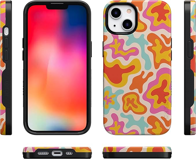 Casely iPhone 14 Case | Tropical Color Splash | Abstract Retro Girly | Compatible with MagSafe | Bold Protective Design