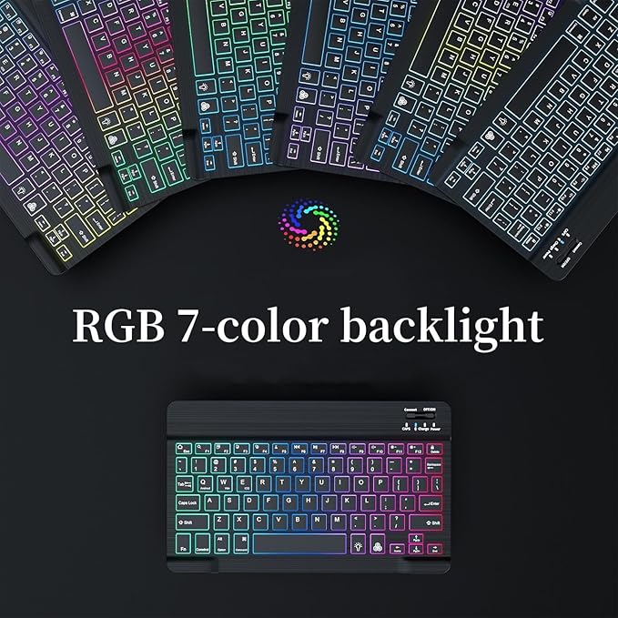 Backlit Keyboard Case for Galaxy Tab A9+ / A9 Plus 11 inch 2023 Tablet SM-X210/X216/X218 with Mouse, Detachable Backlight Color Case, Pink