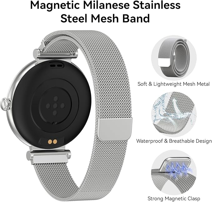 Bebinca Smart Watches for Women (Dial/Answer Calls) with Heart Rate/Sleep/Blood Oxygen Monitor, Voice Assistant Compatible with Samsung iPhone Android Phones, IP68 Waterproof(Silver)