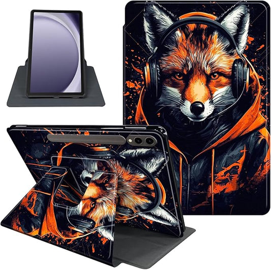 Case for Samsung Galaxy Tab S10 Ultra/Tab S9 Ultra 14.6-Inch, 360 Degree Rotating Folio Stand Smart Cover for Galaxy Tab S10 Ultra/ S9 Ultra 14.6'', Auto Sleep/Wake, Cool Fox