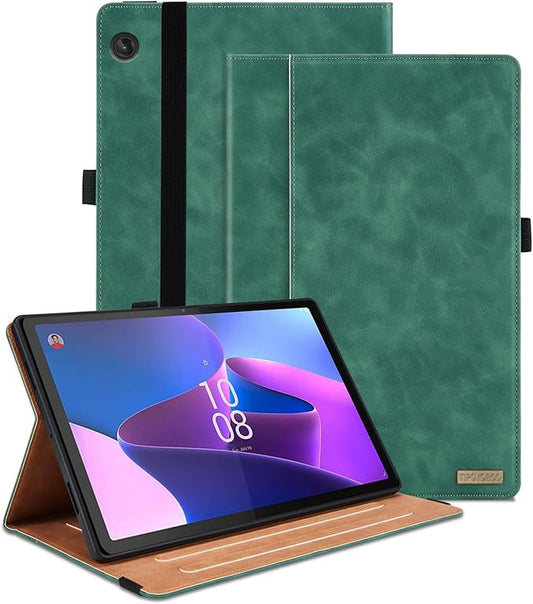 Case for Lenovo Tab M10 Plus 10.6 2022 Released, Multi-Angle Viewing Smart Cover with Pocket, Business PU Leather Flip Stand Cover with Card Slot -Green