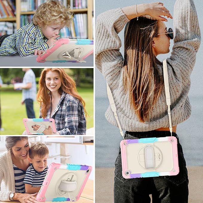 HXCASEAC Case for Samsung Galaxy Tab A9+ Plus 11 Inch, Protective with Screen Protector/Hand Strap/Pen Holder, Sturdy Shockproof Galaxy A9 Plus Tablet Case 2023 SM-X210/X216/X218 - Pink